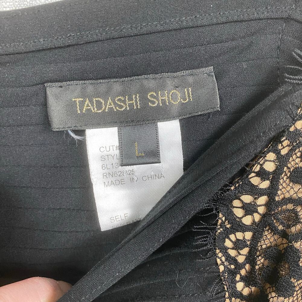 Tadashi Shoji Black Lace Inset Sheath Midi Dress Sz.L - Picture 7 of 14